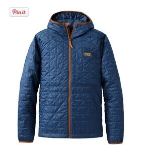 LL Bean L.L. Katahdin Insulated Hoodie hooded jacket rain wind navy quilted